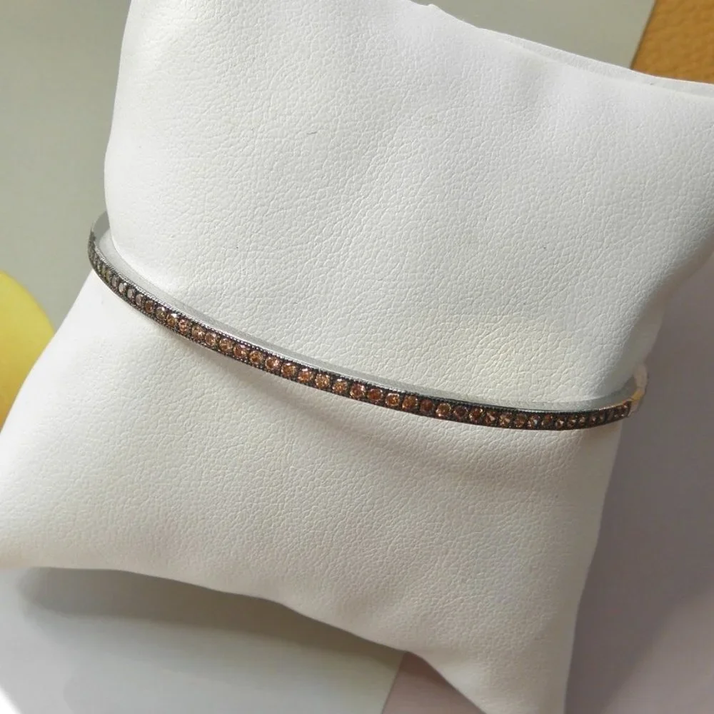 New special safety buckle solid 925 sterling silver & CZ bangle - Picture 2 of 5